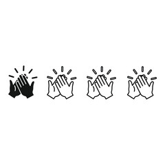 Four styles of clapping hands icon set celebrating success and applause silhouette