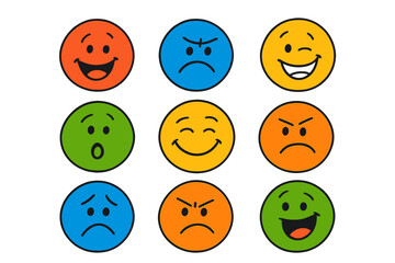 Naklejka premium Colorful emoji faces vector illustration for expressive communication and design