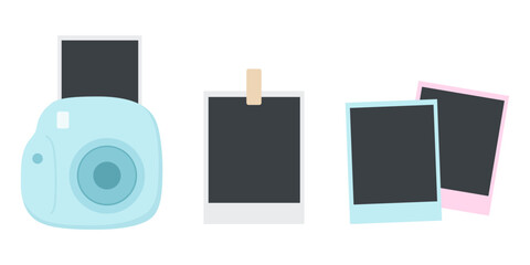 Polaroid camera and Instant photo vector set