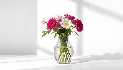 Glass Vase with Colorful Flowers – Minimalist Modern Art Photography