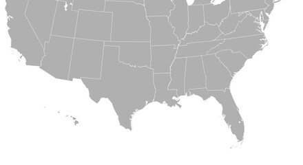 Fototapeta premium Gray outline map of usa highlighting state borders