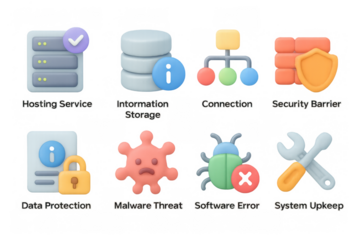 Cybersecurity 3d icons: protecting data and ensuring system integrity