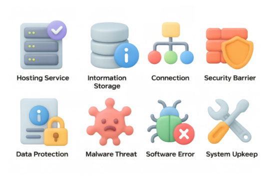 Cybersecurity 3d icons: protecting data and ensuring system integrity