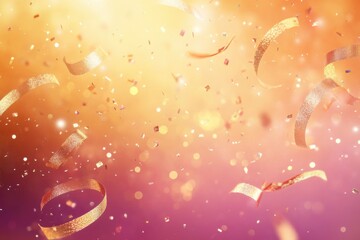 Celebration of joyful moments confetti falling festive event colorful background upward perspective party atmosphere