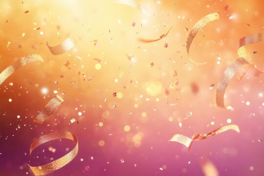 Celebration of joyful moments confetti falling festive event colorful background upward perspective party atmosphere