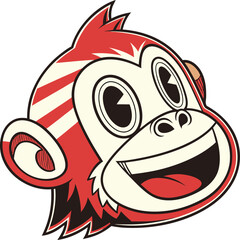 Vibrant monkey face emoji style illustration with colorful details