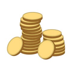 Illustration of a stack of gold coins isolated on white background