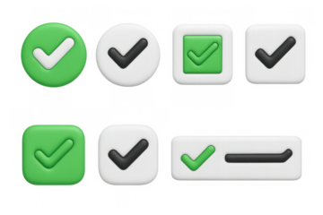 3d checkmark icons in green and gray variations for ui design