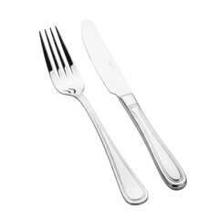 Silverware fork and knife set isolated on transparent background