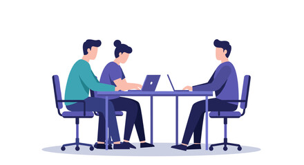 Modern office collaboration with team members working on laptops