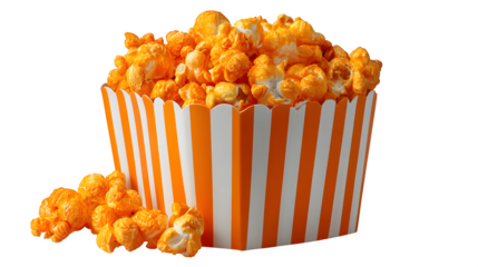 Pumpkin used as candy popcorn bucket in cinema style, isolated on white