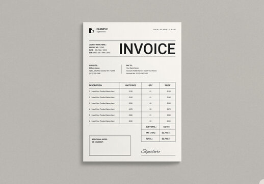 Invoice Template Design Layout