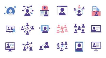 Fototapeta premium Colorful network icons for online collaboration and communication
