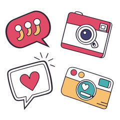 A  set of social media icon vectors with transparent background in SVG format, colorful flat design.