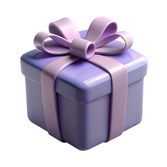 Beautiful purple gift box with a pastel ribbon bow on a black background