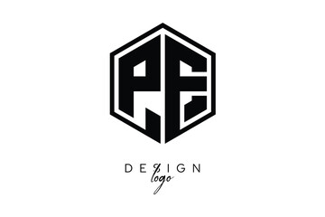 PE Polygon Monogram Logo – Modern Hexagon Shield Emblem for Creative Branding & Identity Design