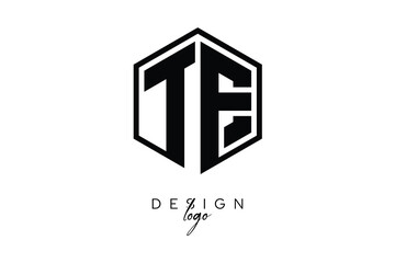 TE Polygon Monogram Logo – Modern Hexagon Shield Emblem for Creative Branding & Identity Design