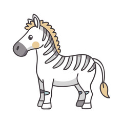 Fototapeta premium Cute Cartoon Zebra Standing with Striped Pattern and a Gentle Expression