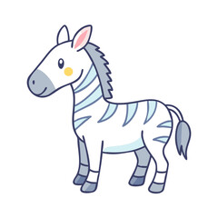 Fototapeta premium Cartoon Zebra Standing Profile with Blue Stripes and a Smiling Face