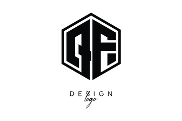 QF Polygon Monogram Logo – Modern Hexagon Shield Emblem for Creative Branding & Identity Design