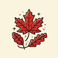 Obraz premium Maple leaf, oak leaf, fall colors, thanksgiving season, vector illustration, isolated elements, flat style