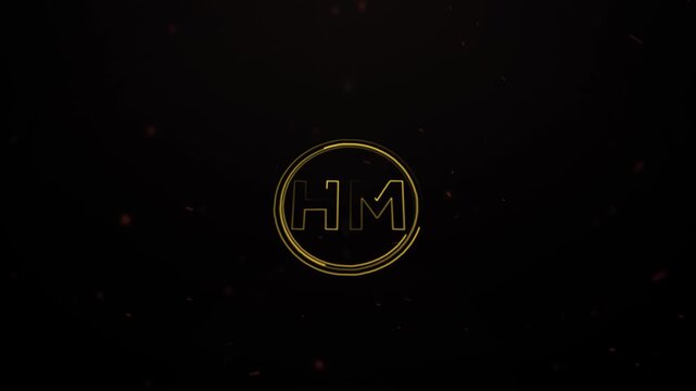 Elegant Gold Monogram Logo Animation HM Initials