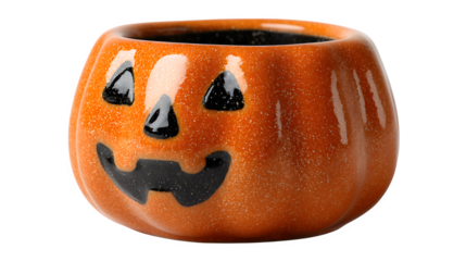 Jack-o-lantern ceramic candle holder gift, isolated on white background