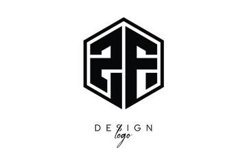 ZF Polygon Monogram Logo – Modern Hexagon Shield Emblem for Creative Branding & Identity Design