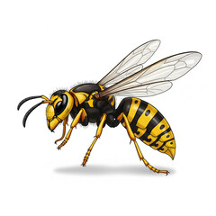 Vibrant yellow and black wasp detailed illustration, ready for your pest control or nature projects