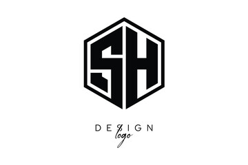 SH Polygon Monogram Logo – Modern Hexagon Shield Emblem for Creative Branding & Identity Design