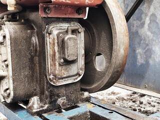 Close-Up View of Concrete Mixer Machine at Construction Site