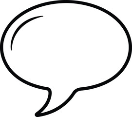 Black line art outline of a speech bubble, simplified clipart.