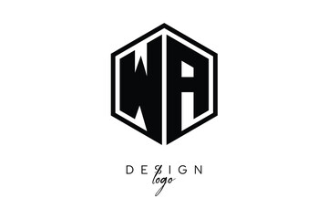 WA Polygon Monogram Logo – Modern Hexagon Shield Emblem for Creative Branding & Identity Design