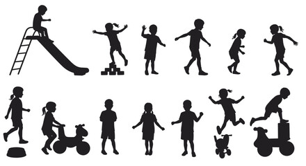 Naklejka premium Children at play: energetic silhouettes of kids in motion and exploration