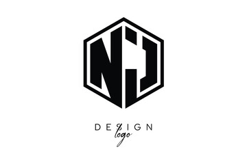 NJ Polygon Monogram Logo – Modern Hexagon Shield Emblem for Creative Branding & Identity Design