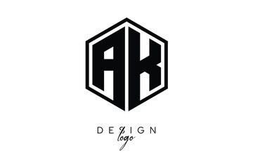 AK Polygon Monogram Logo – Modern Hexagon Shield Emblem for Creative Branding & Identity Design