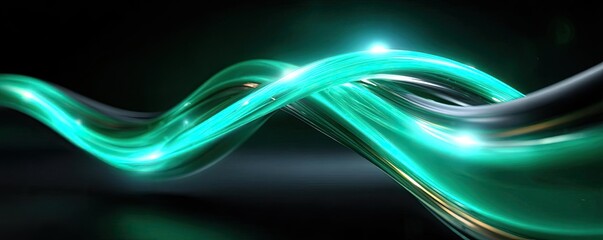 Glowing light blue and green lines background concept. A dynamic wave of glowing green light creating an abstract design.