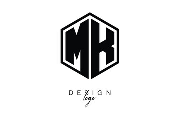 MK Polygon Monogram Logo – Modern Hexagon Shield Emblem for Creative Branding & Identity Design