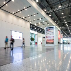 Spacious Trade Show Floor with an Abstract, Blurred Background