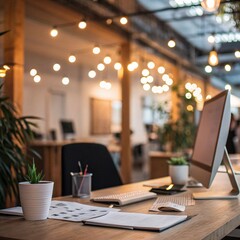  Soft and Blurred Office Background with Ambient Bokeh Lighting