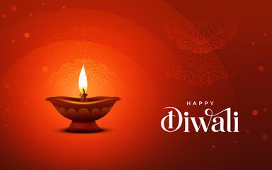 Fototapeta premium Happy Diwali Festival Background Template Design with Creative Diwali Lamp Illustration 