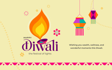 Fototapeta na wymiar Modern Diwali Festival Background Template Design Vector Illustration 