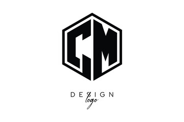 CM Polygon Monogram Logo – Modern Hexagon Shield Emblem for Creative Branding & Identity Design