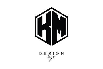KM Polygon Monogram Logo – Modern Hexagon Shield Emblem for Creative Branding & Identity Design