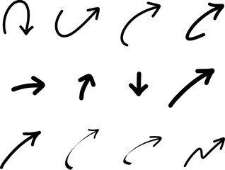 Set of hand drawn doodle arrows vector sketch icons in black.