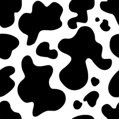 Black and white seamless cow print pattern for fabric wallpaper and digital design.