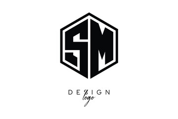 SM Polygon Monogram Logo – Modern Hexagon Shield Emblem for Creative Branding & Identity Design
