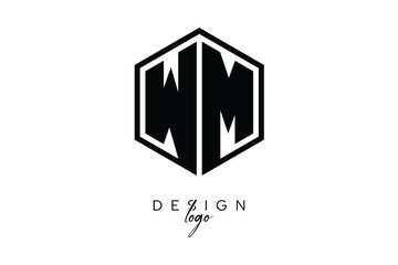 WM Polygon Monogram Logo – Modern Hexagon Shield Emblem for Creative Branding & Identity Design
