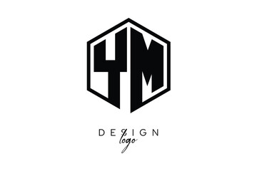 YM Polygon Monogram Logo – Modern Hexagon Shield Emblem for Creative Branding & Identity Design