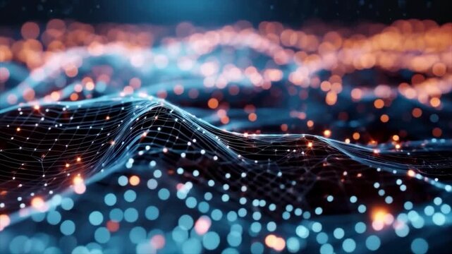 A glowing neural network with abstract connections and sparks on a dark background &mdash; design for presentations on future technologies, illustrations for articles on artificial intelligence, banner desi